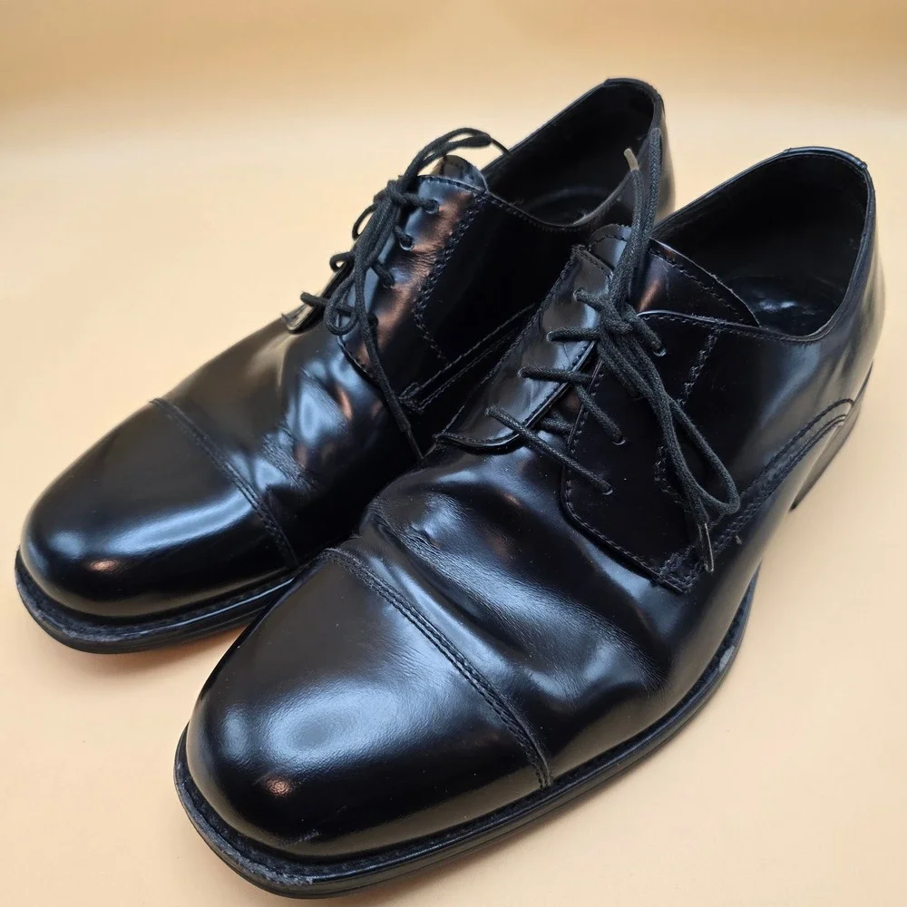 Johnston & Murphy Mens Black Leather‎ Cap Toe Derby Dress Shoes 20-3241 / 11M